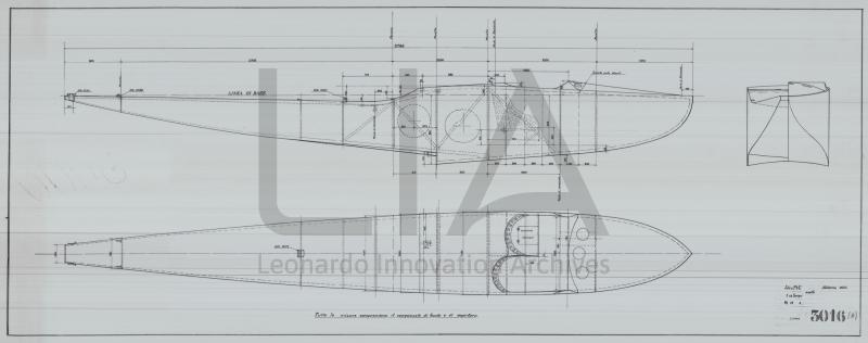 Macchi Idro L. 3  - schema scafo tre viste